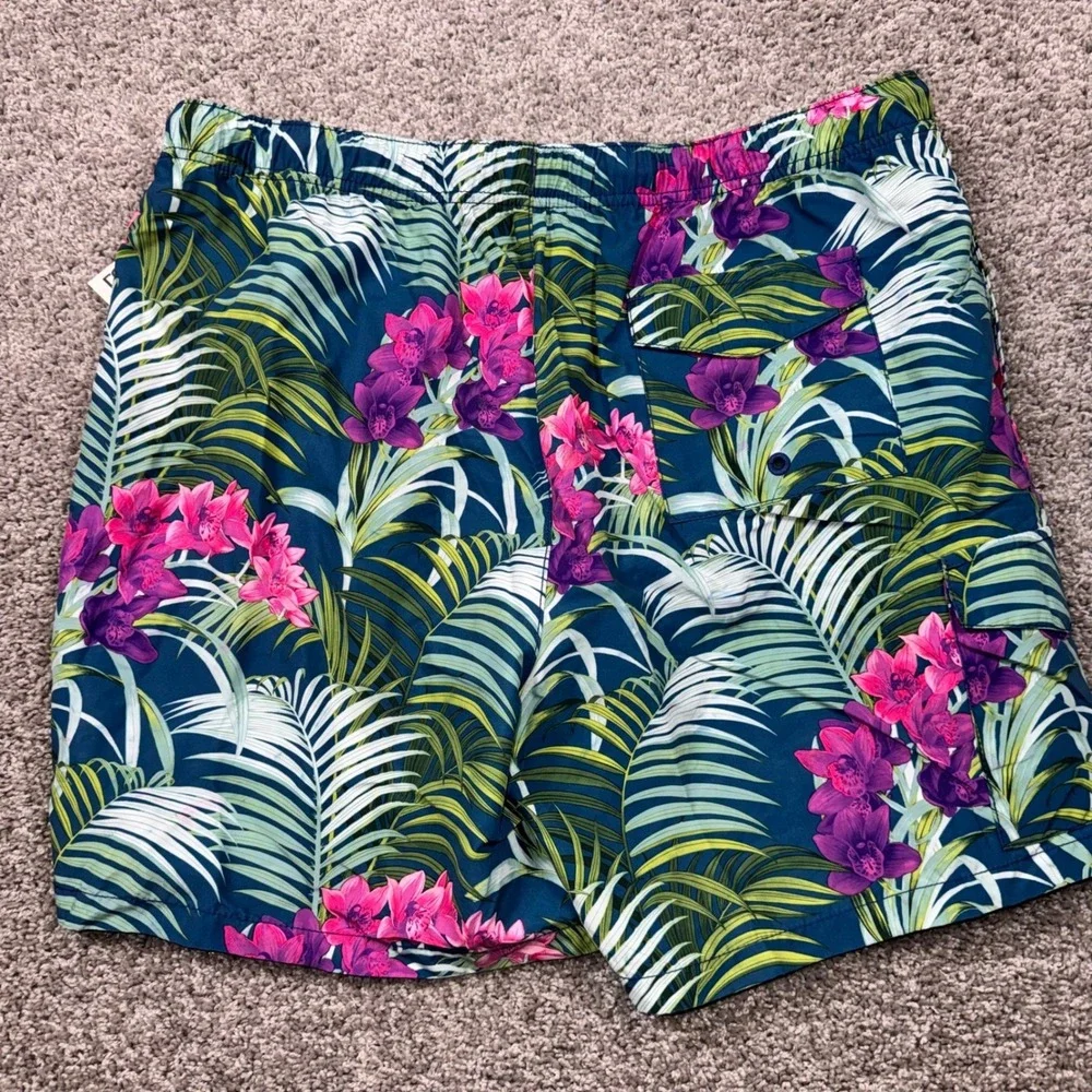 Tommy Bahama Relax Swim Trunks Mens Tropical Orchid Teal Pink XXL NEW